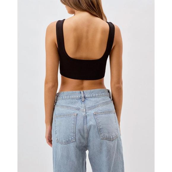 NEW FOR LOVE & LEMONS neve crop tank sweater in black - Picture 2 of 2